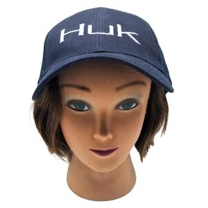 HUK Performance Head‎ Wear Hat Cap Snap Back  Black Mesh Back Embroidered, NWT
